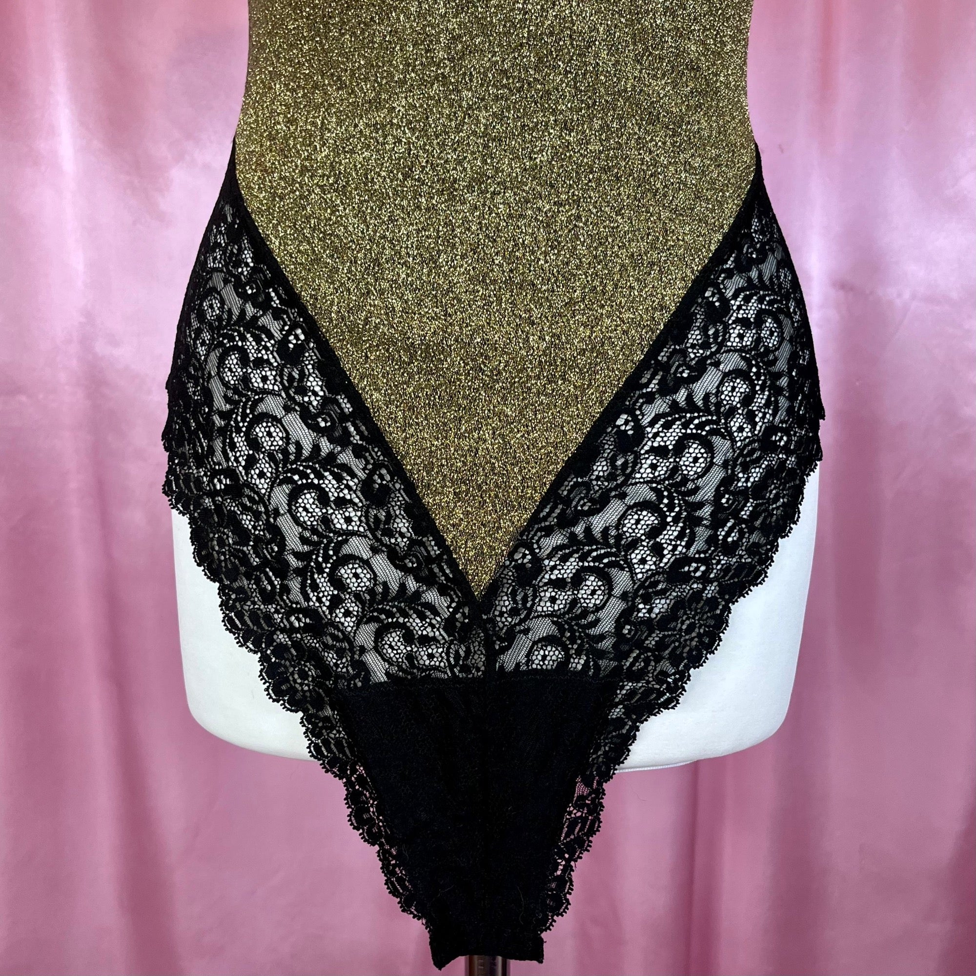 1980s Black & Gold bodysuit, unbranded, size 8