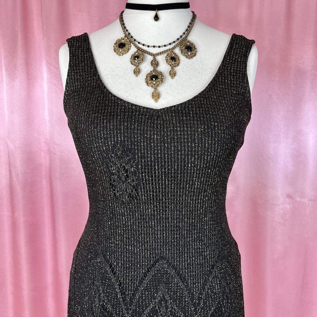 1990s Black Crochet dress, by Dorothy Perkins, size 12