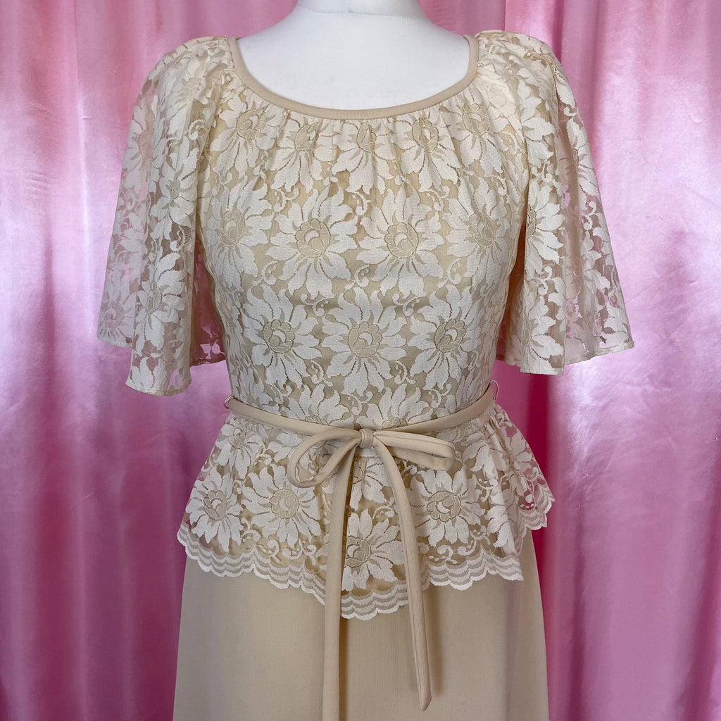 1970s Beige lace dress, by Dandi @ Berketex, size 8