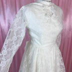 1950s White lace fit & flare dress, handmade, size 8