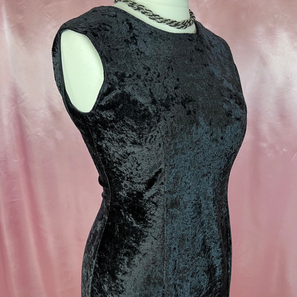 1980s crushed velvet midi dress, unbranded, size 14