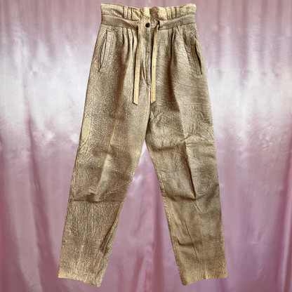 1980s light brown leather trousers, unbranded, size 8