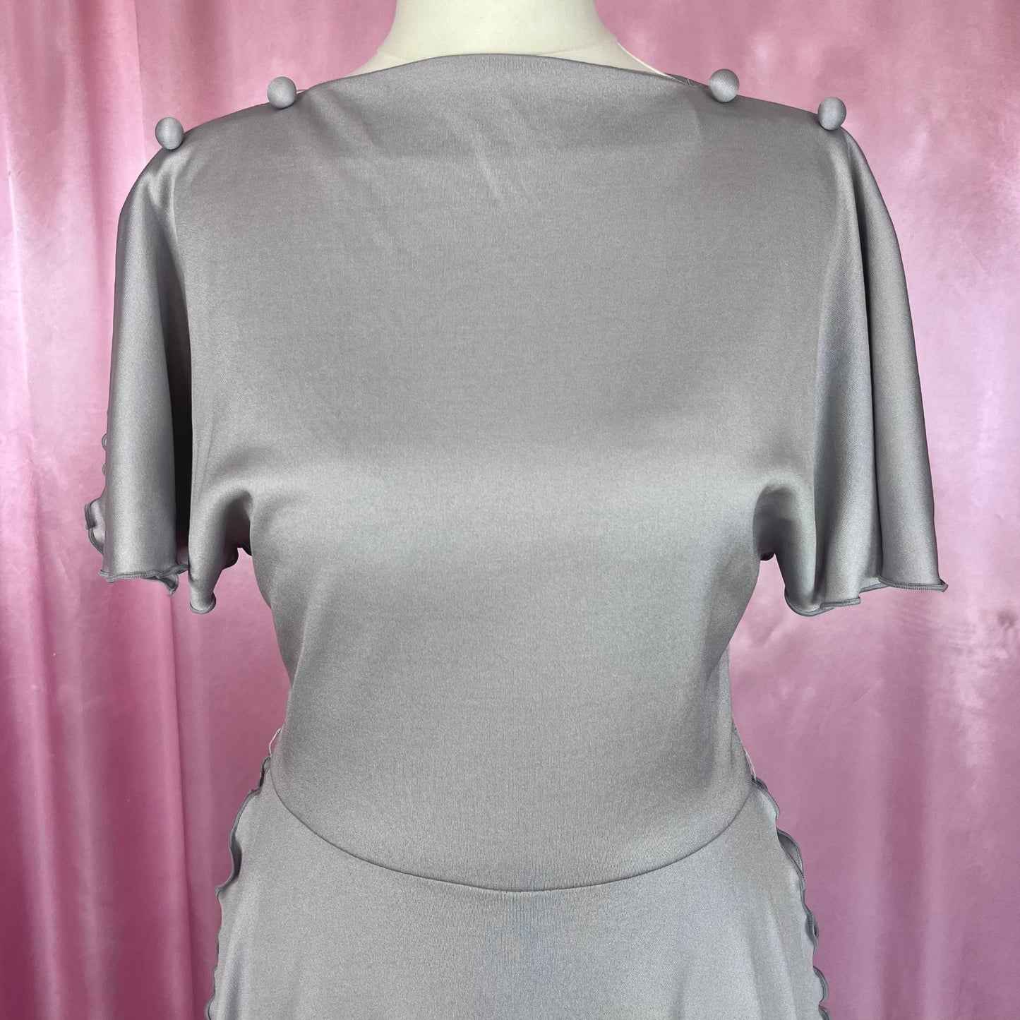 1970s Grey layered midi dress, by Shelana, size 6