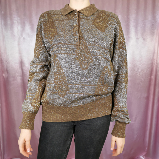 1980s Brown sparkly jumper, by Diana Bentalls, size 12