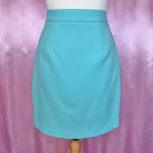 1980s turquoise mini skirt, by Kit, size 8