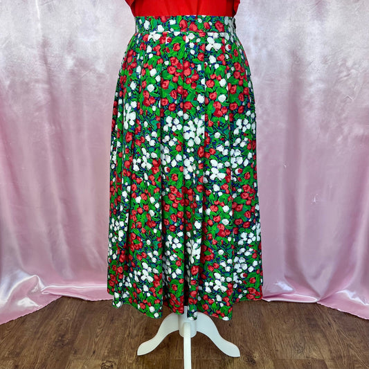 1980s patterned midi skirt, by Gor-Ray, size 12