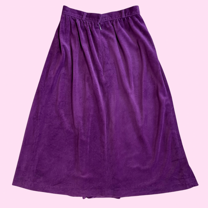 1980s Plum velvet belted skirt, by St Michael, size 8