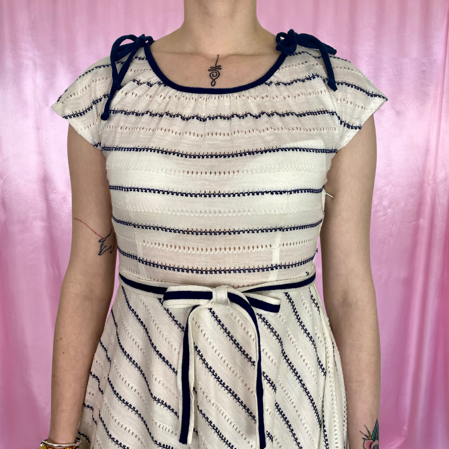 1970s stripey belted skater dress, unbranded, size 8