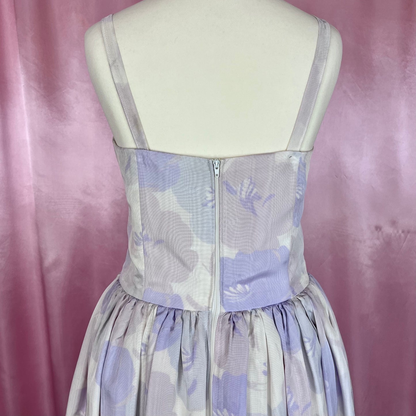 1980s pastel floral prom dress, by Frank Usher, size 8