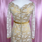 1960s Yellow & lace dress, Handmade, size 12
