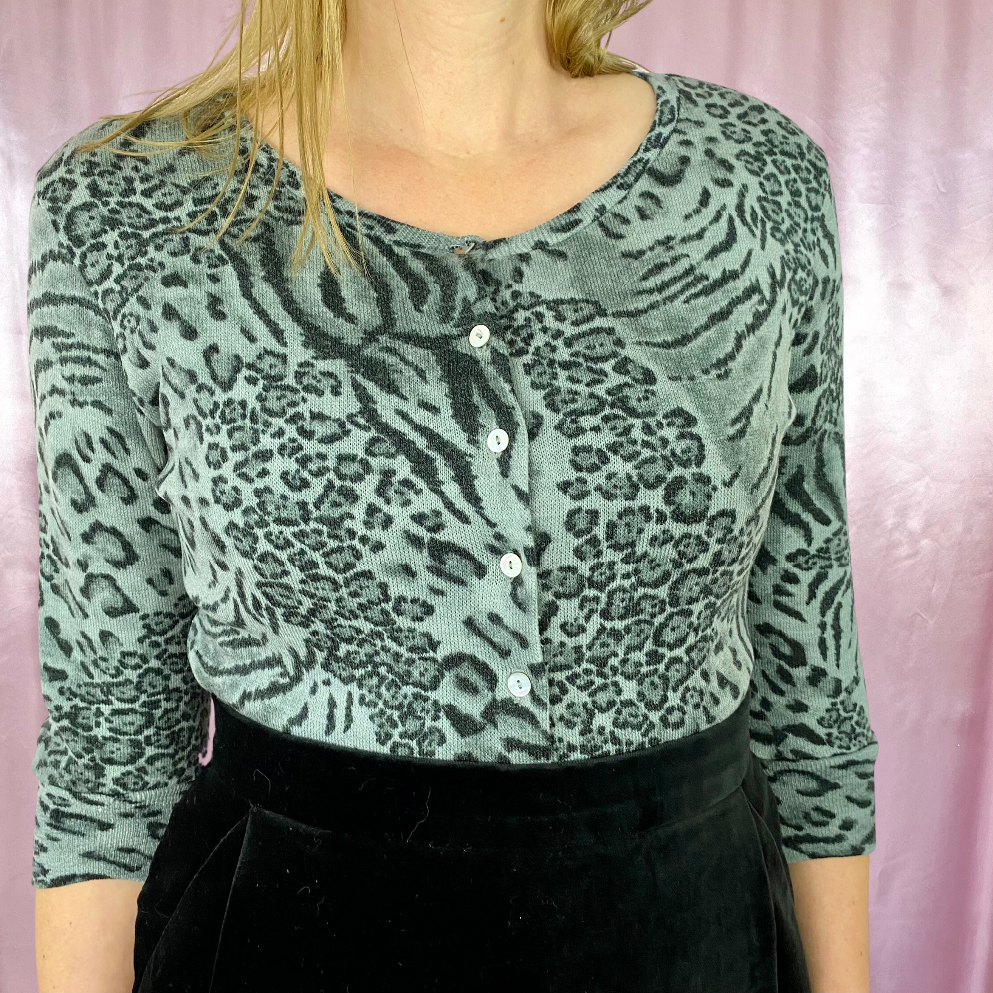 Y2K animal print cardigan, by Select, size 10