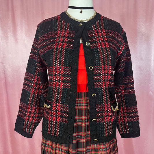 1980s tartan cardigan, by Just For Petites, size 10