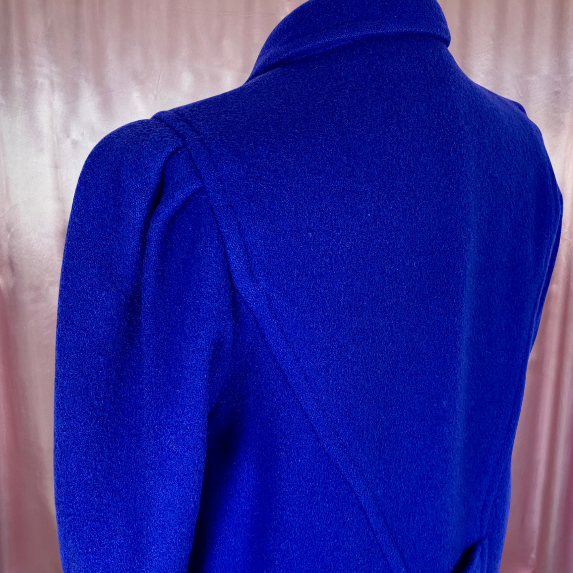 1980s Blue statement wool coat, by BHS, size 14/16