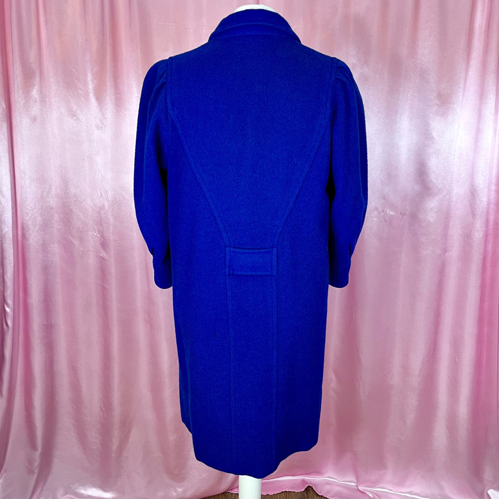 1980s Blue statement wool coat, by BHS, size 14/16