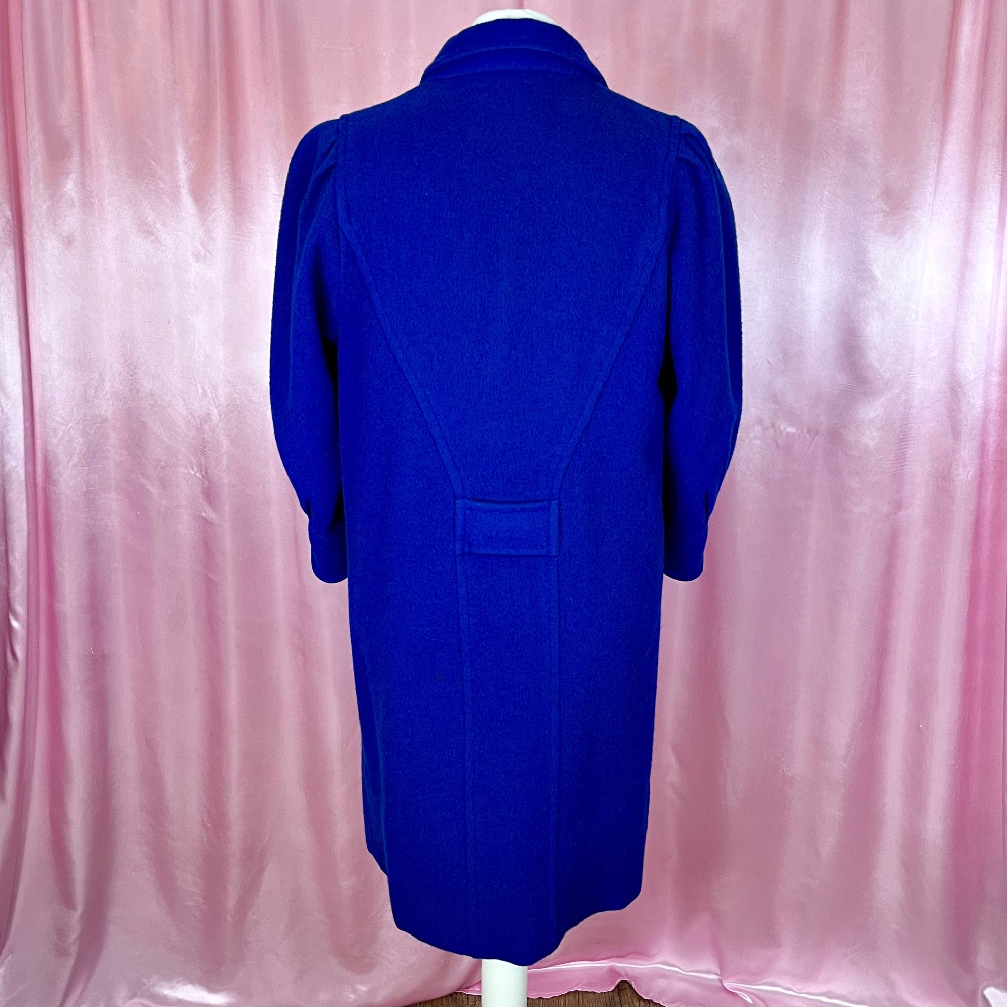 1980s Blue statement wool coat, by BHS, size 14/16