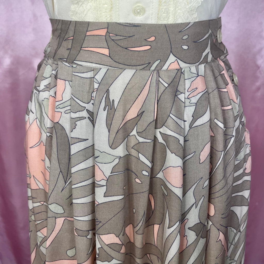1980s Monstera print skirt, unbranded, size 6