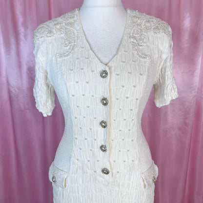 1980s Embellished crinkle dress, by MZM sport, size 14