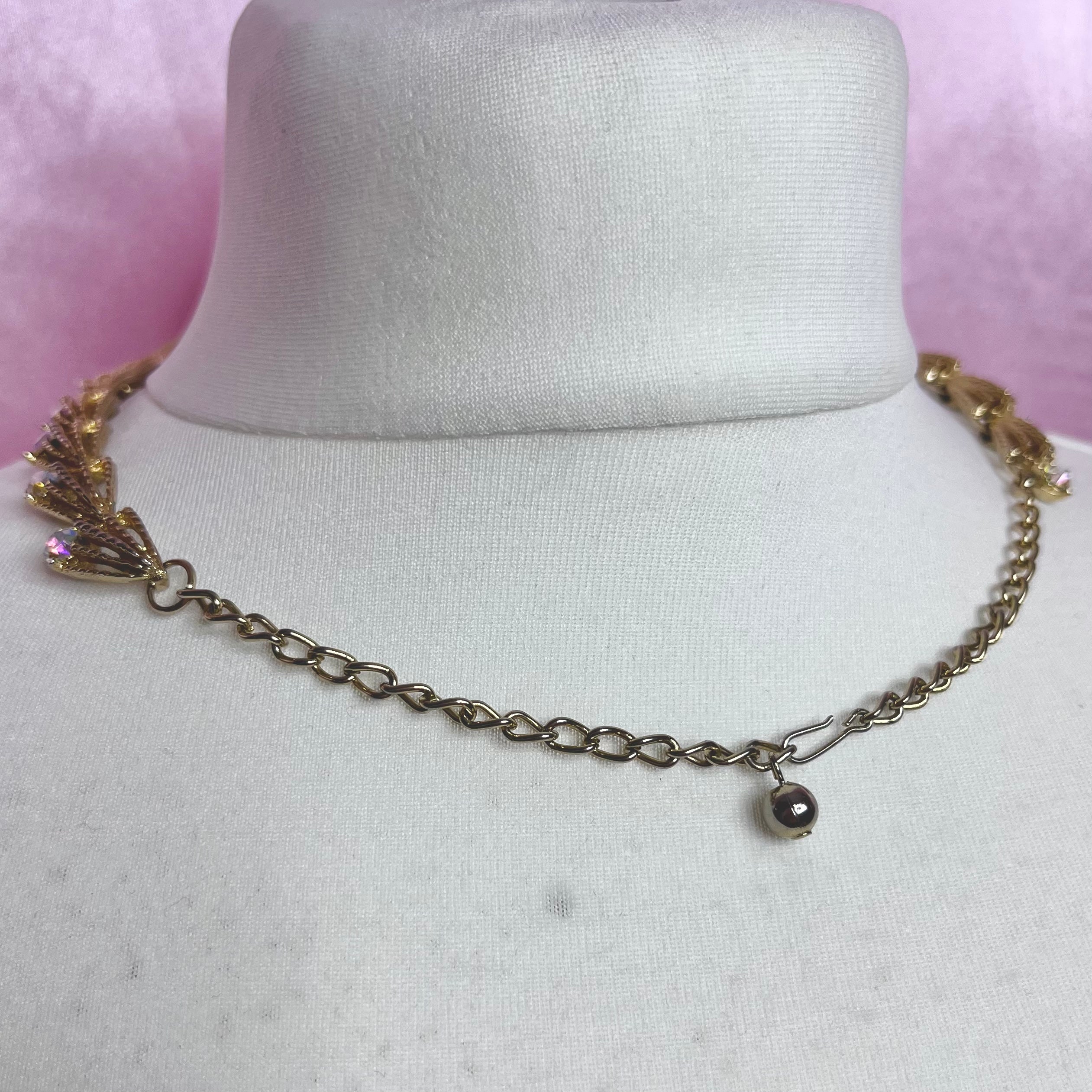 1980s Gold AB diamanté necklace