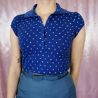 Y2K royal blue polo tee, by New Look, size 6