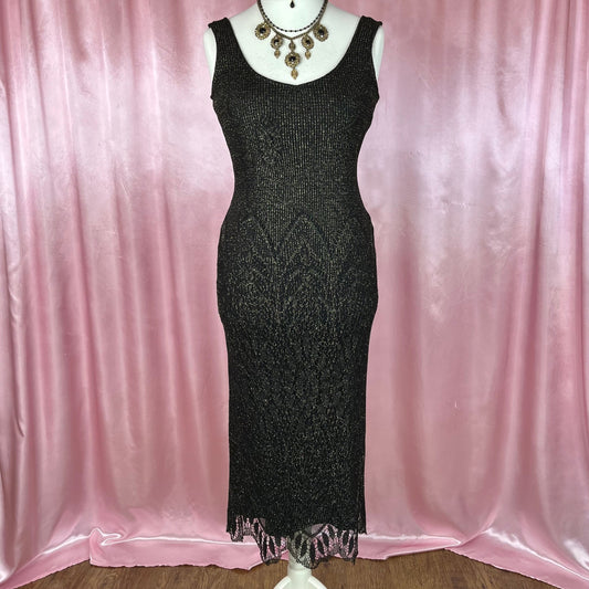 1990s Black Crochet dress, by Dorothy Perkins, size 12