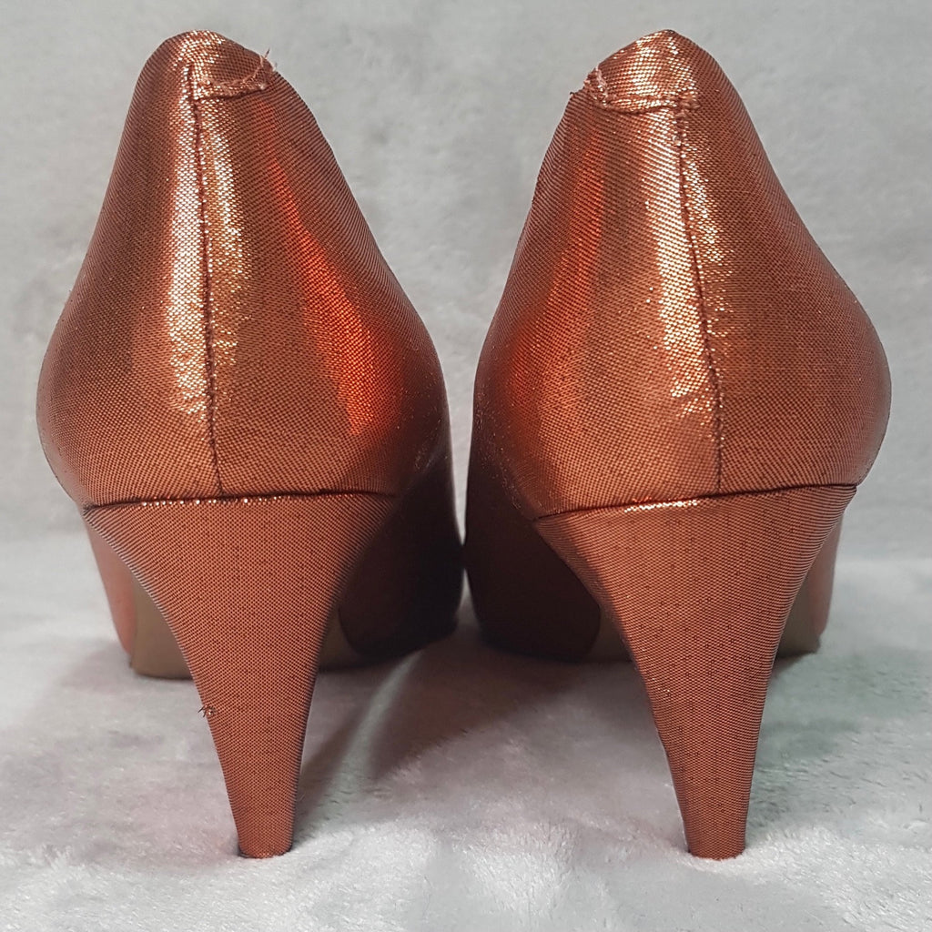 1980s metallic copper heels, by Laceys Footwear, size 5/38