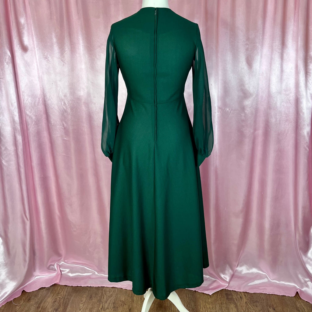 1970s Forest Green maxi dress, unbranded, size 12