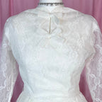 1950s White lace fit & flare dress, handmade, size 8