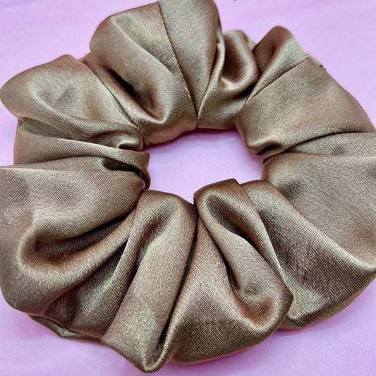 Handmade gold satin hair scrunchie