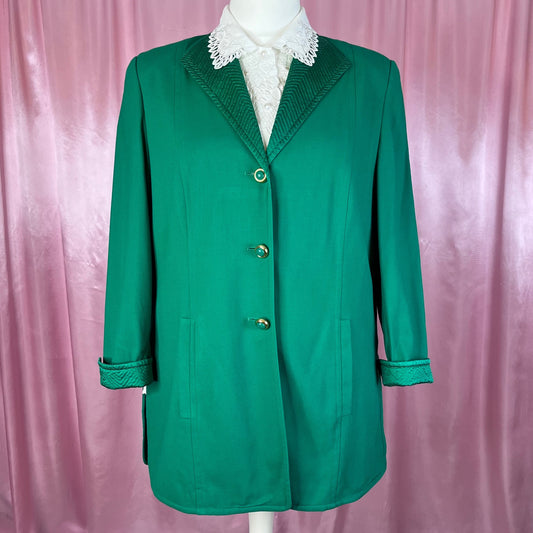 1980s Green wool blazer, by Antonette, size 18