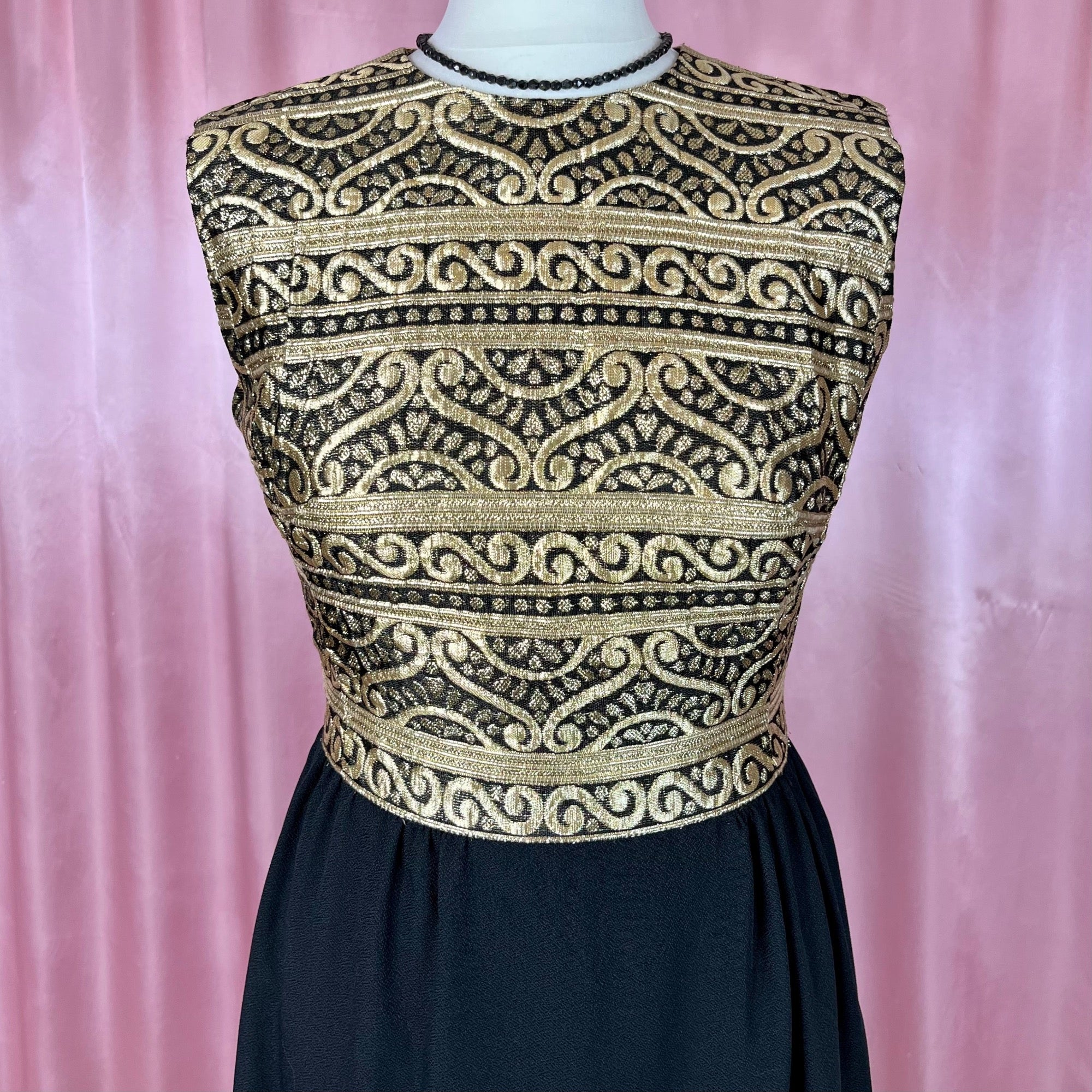 1960s Black & Gold dress, by Kitty Copeland, size 8