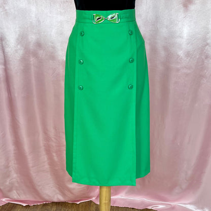 1970s Bright Green midi skirt, by Mistermonte, size 4