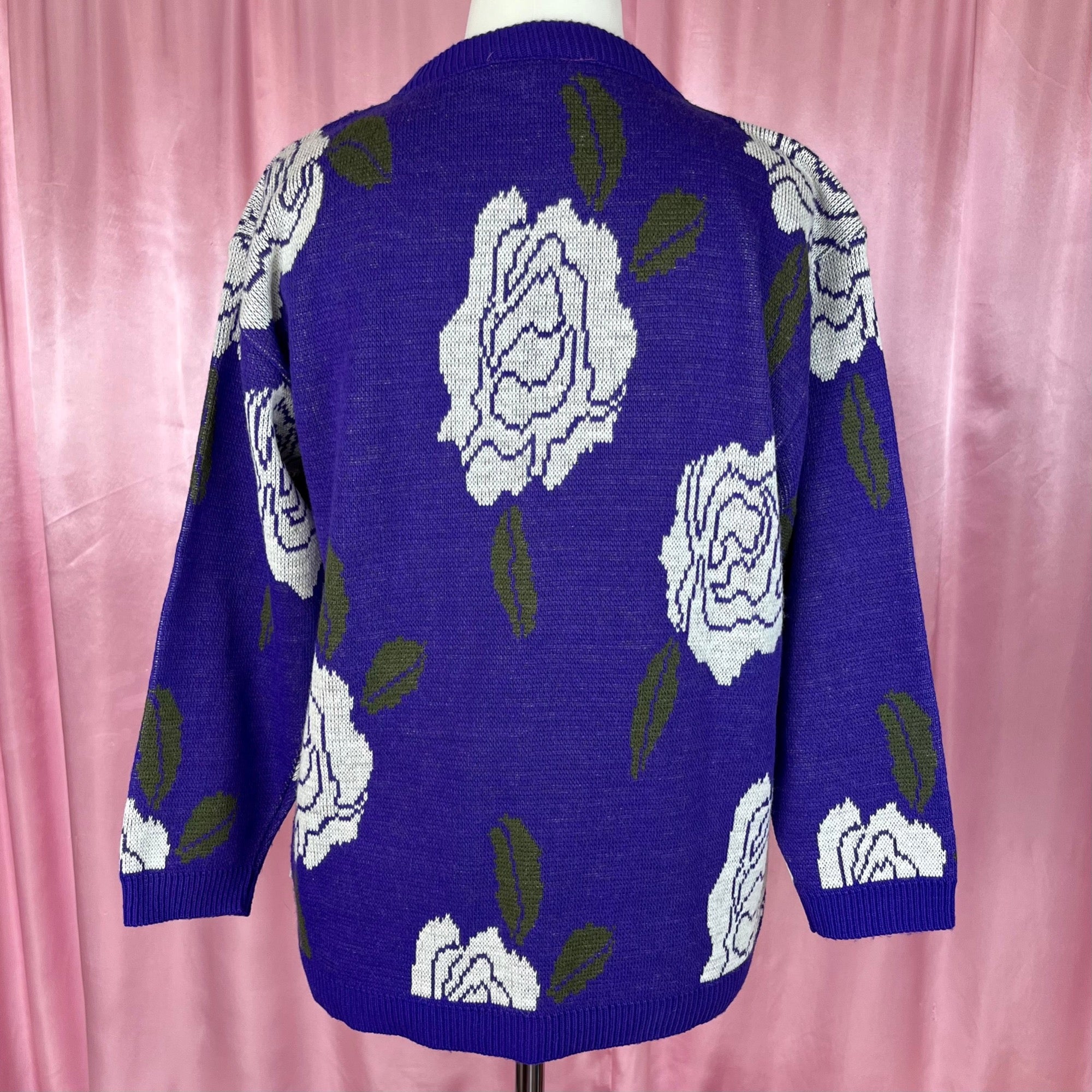 1980s purple floral jumper, by Pierre Cardin, size 14