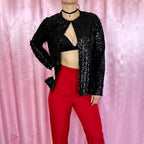 1970s black sequin jacket, unbranded, size 8