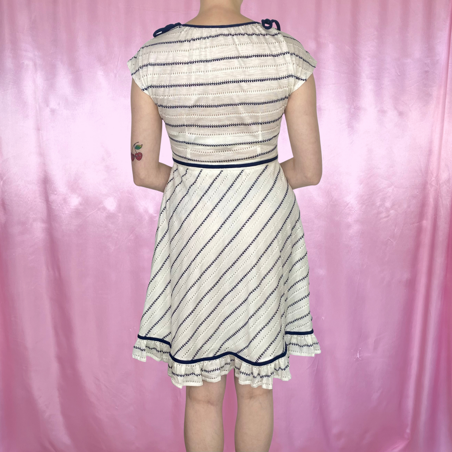 1970s stripey belted skater dress, unbranded, size 8