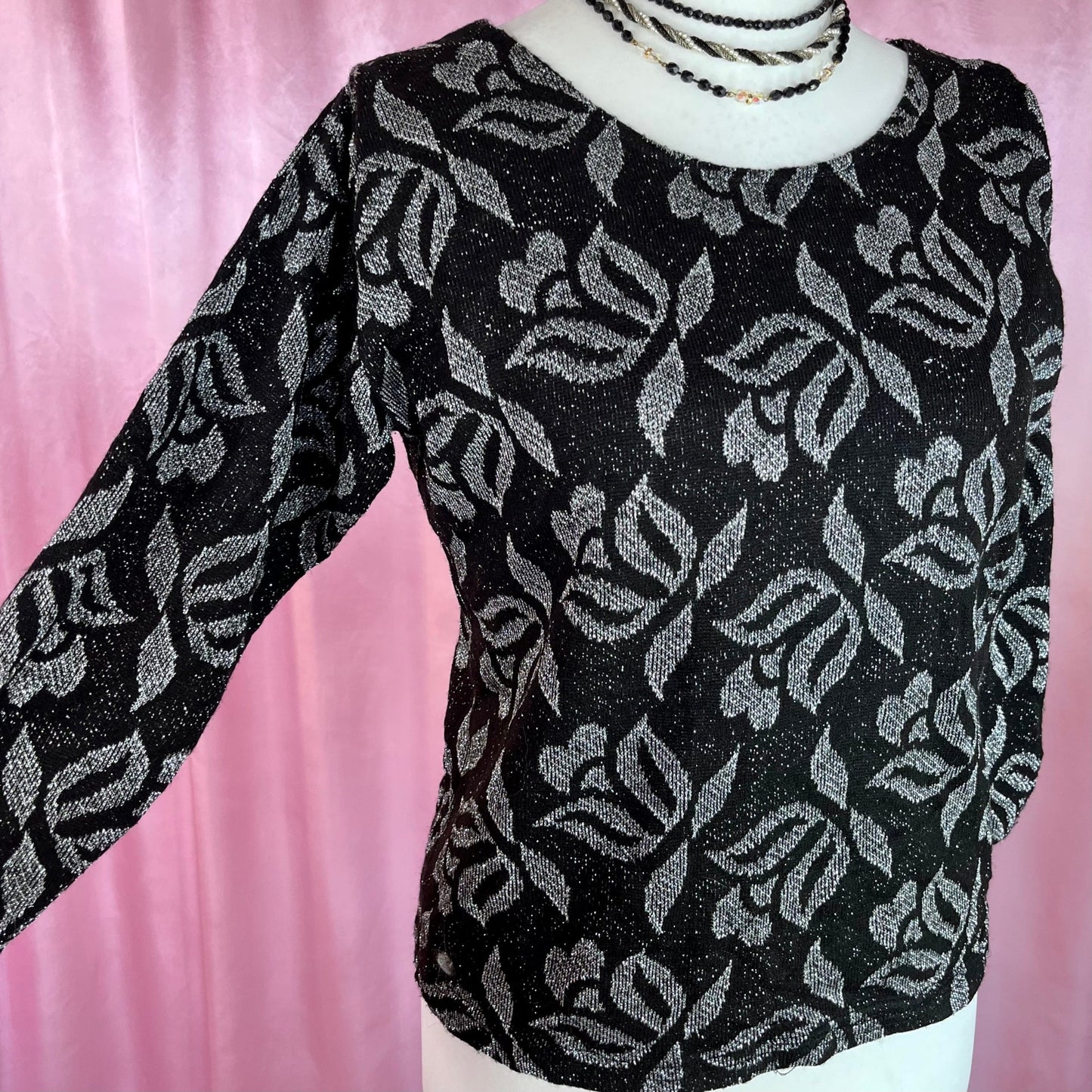 1980s Black sparkly jumper, unbranded, size 10