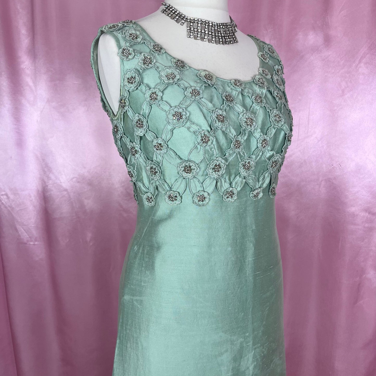 1960s Green evening dress, by Anne Gerrard, size 14