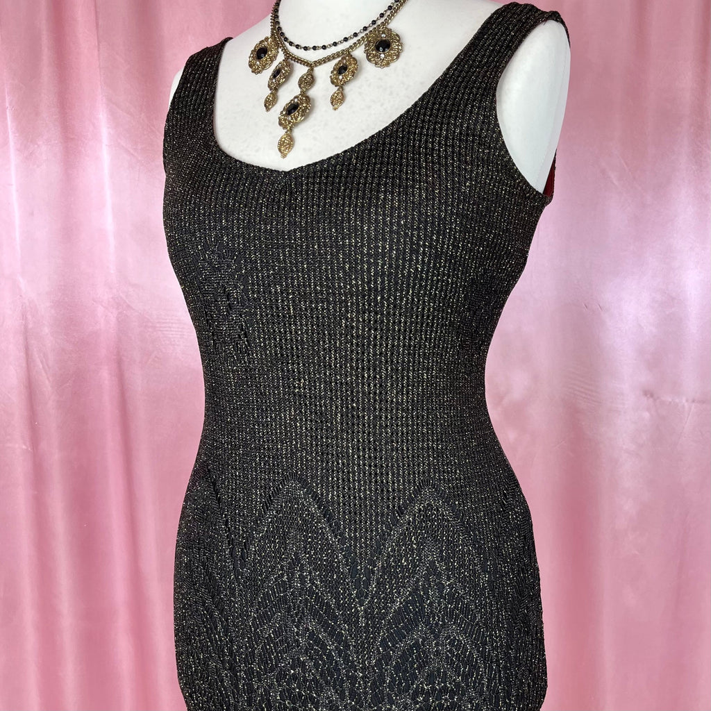 1990s Black Crochet dress, by Dorothy Perkins, size 12