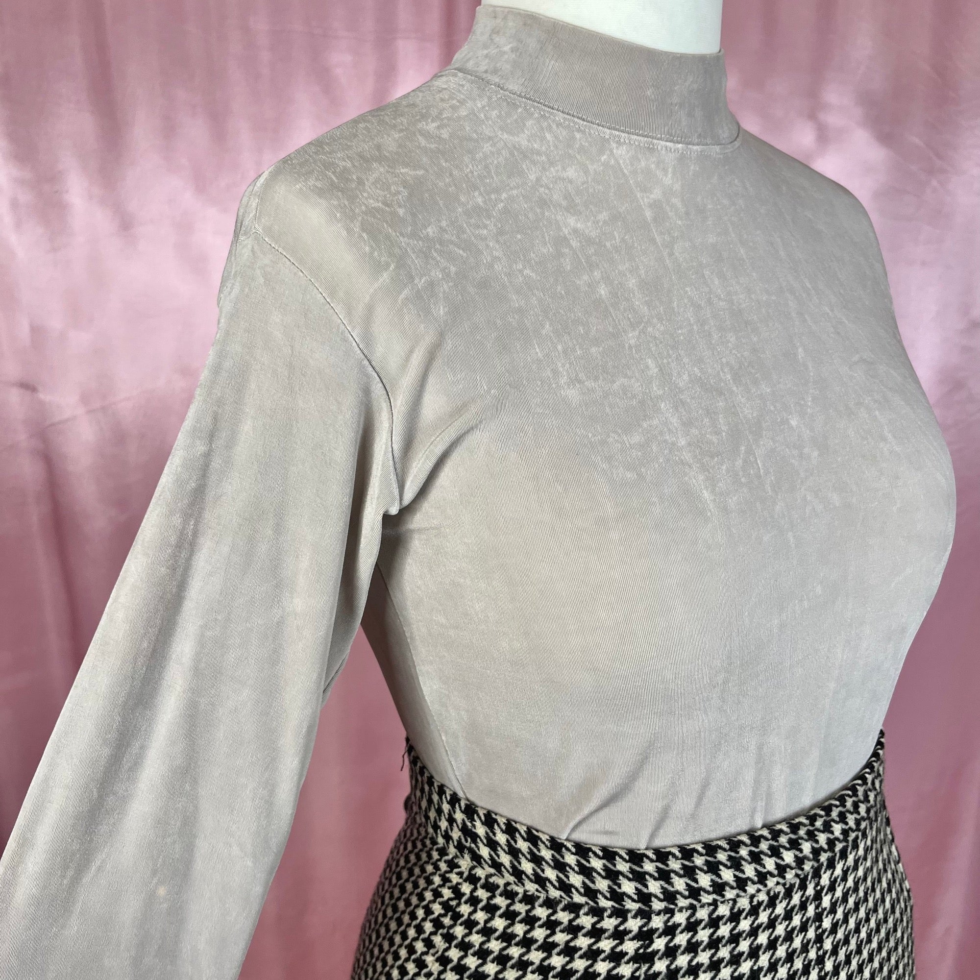 1990s slinky Silver mock neck, by Molder, size 14