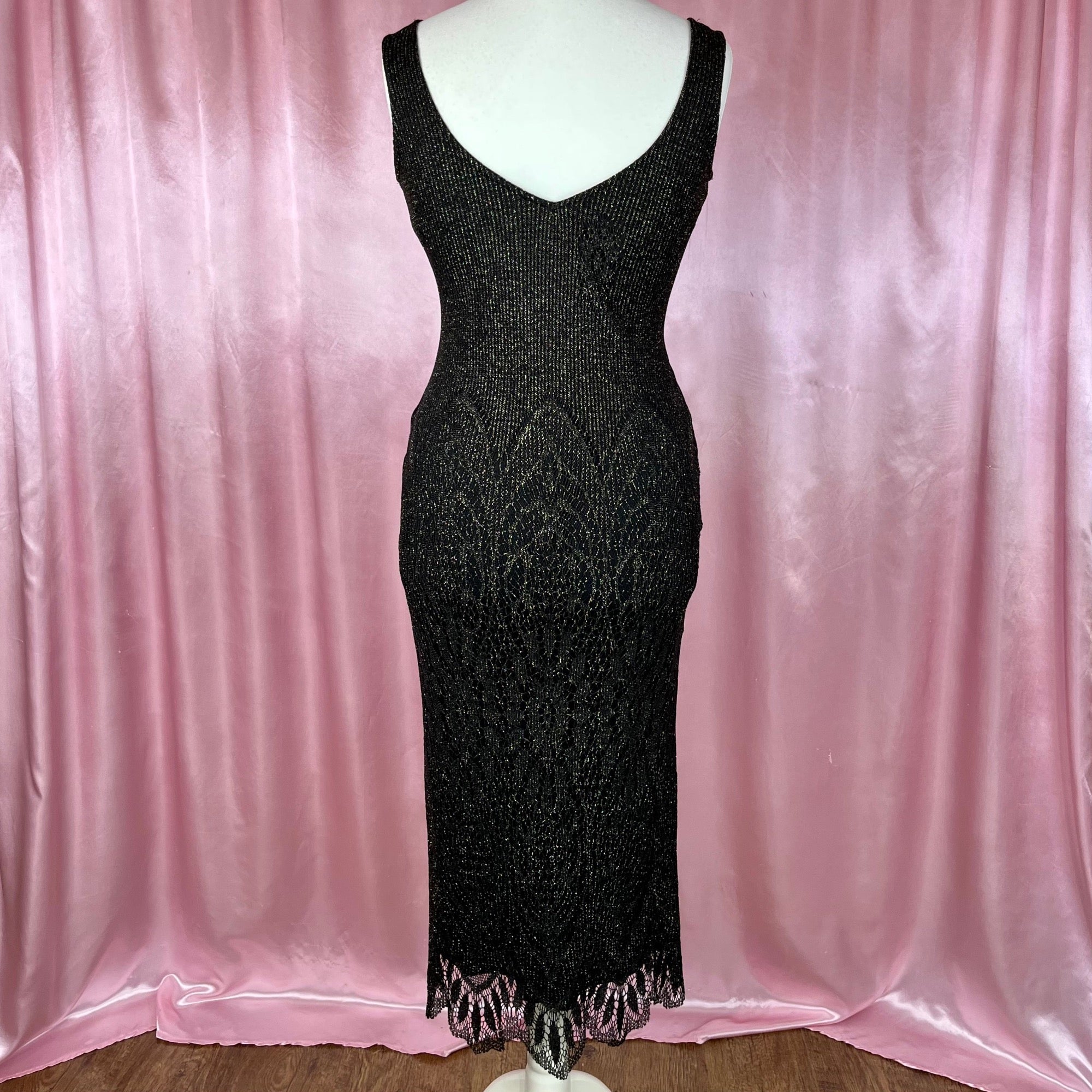 1990s Black Crochet dress, by Dorothy Perkins, size 12