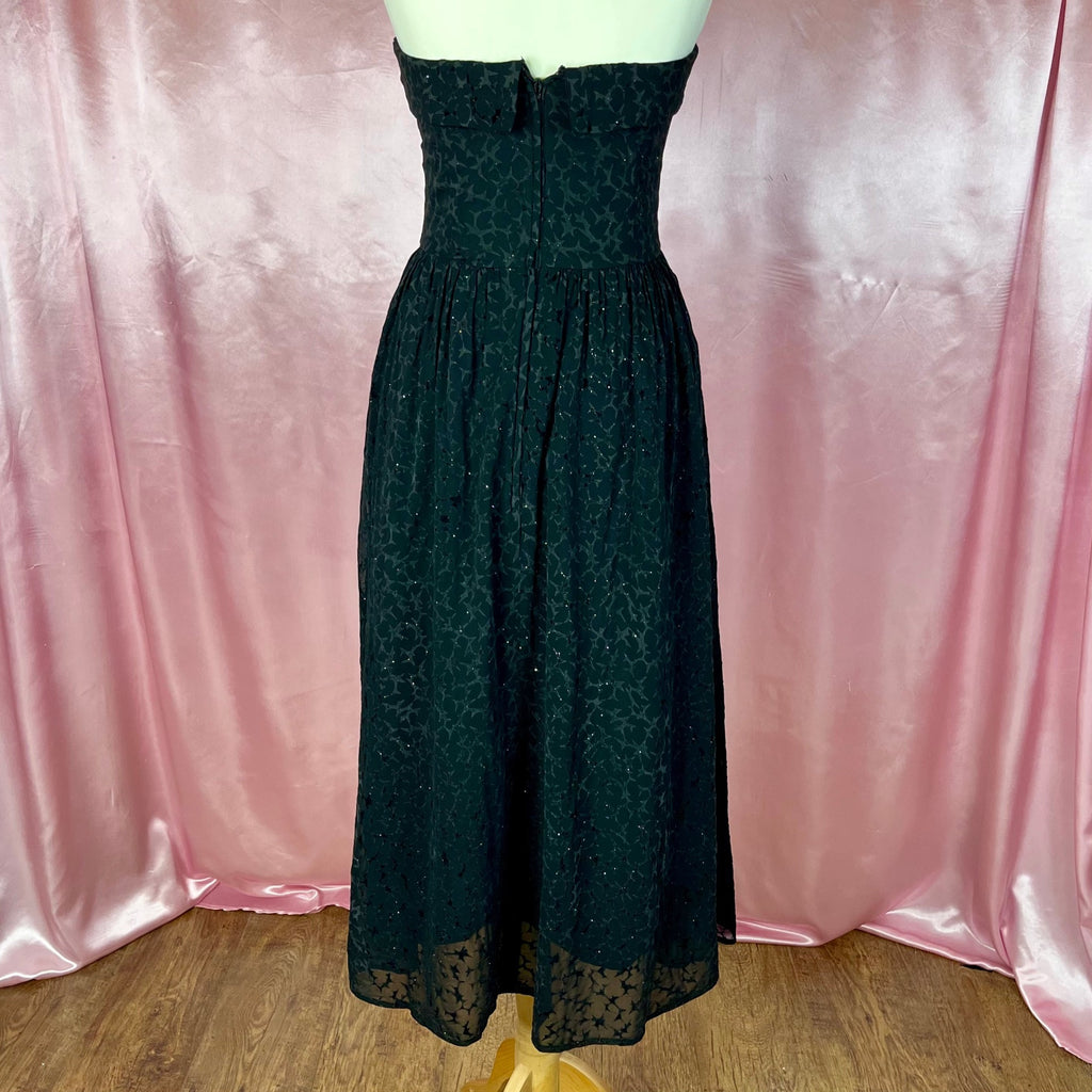 1980s Flocked sparkly prom dress, by Top notch, size 6