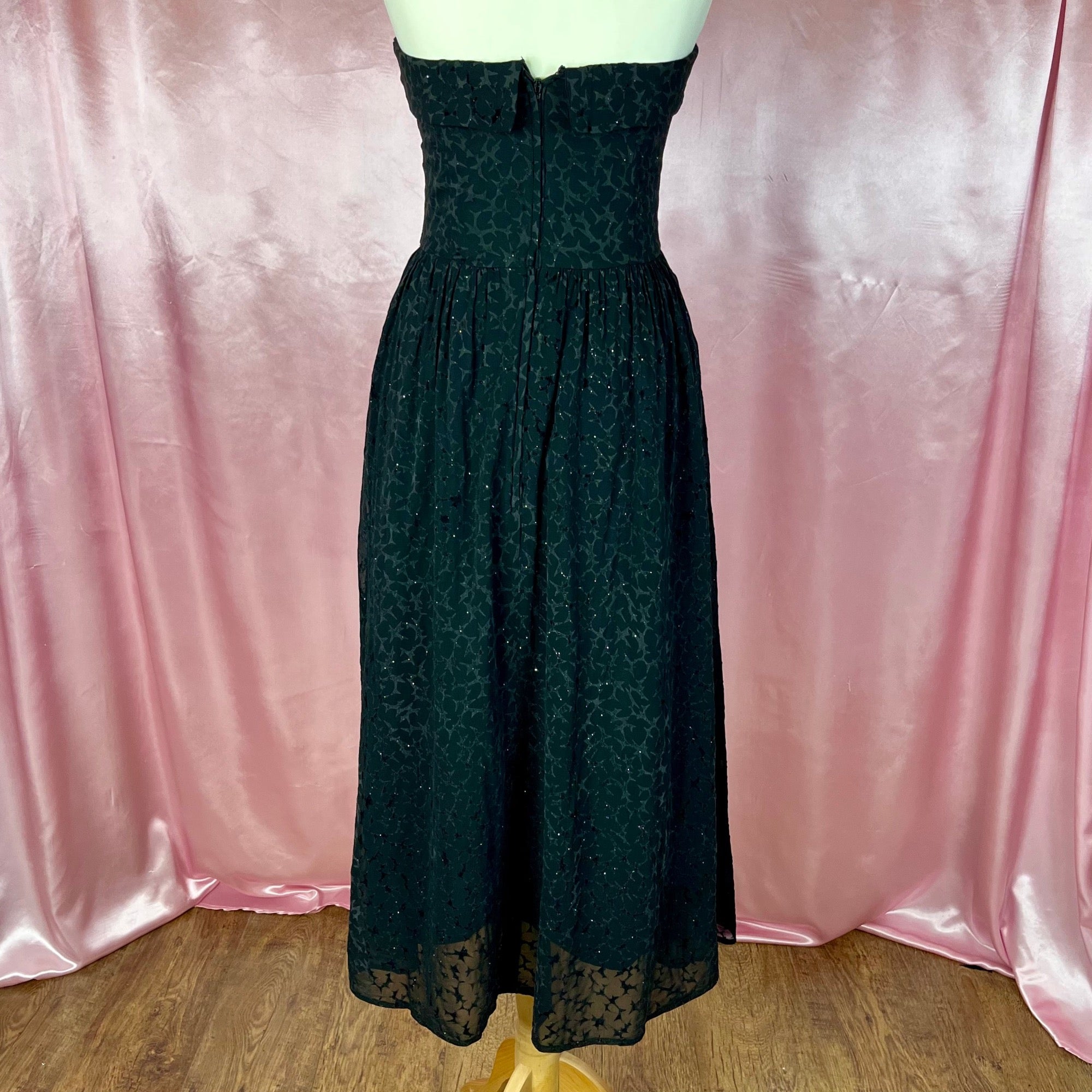 1980s Flocked sparkly prom dress, by Top notch, size 6