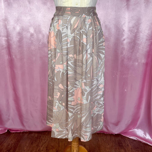 1980s Monstera print skirt, unbranded, size 6