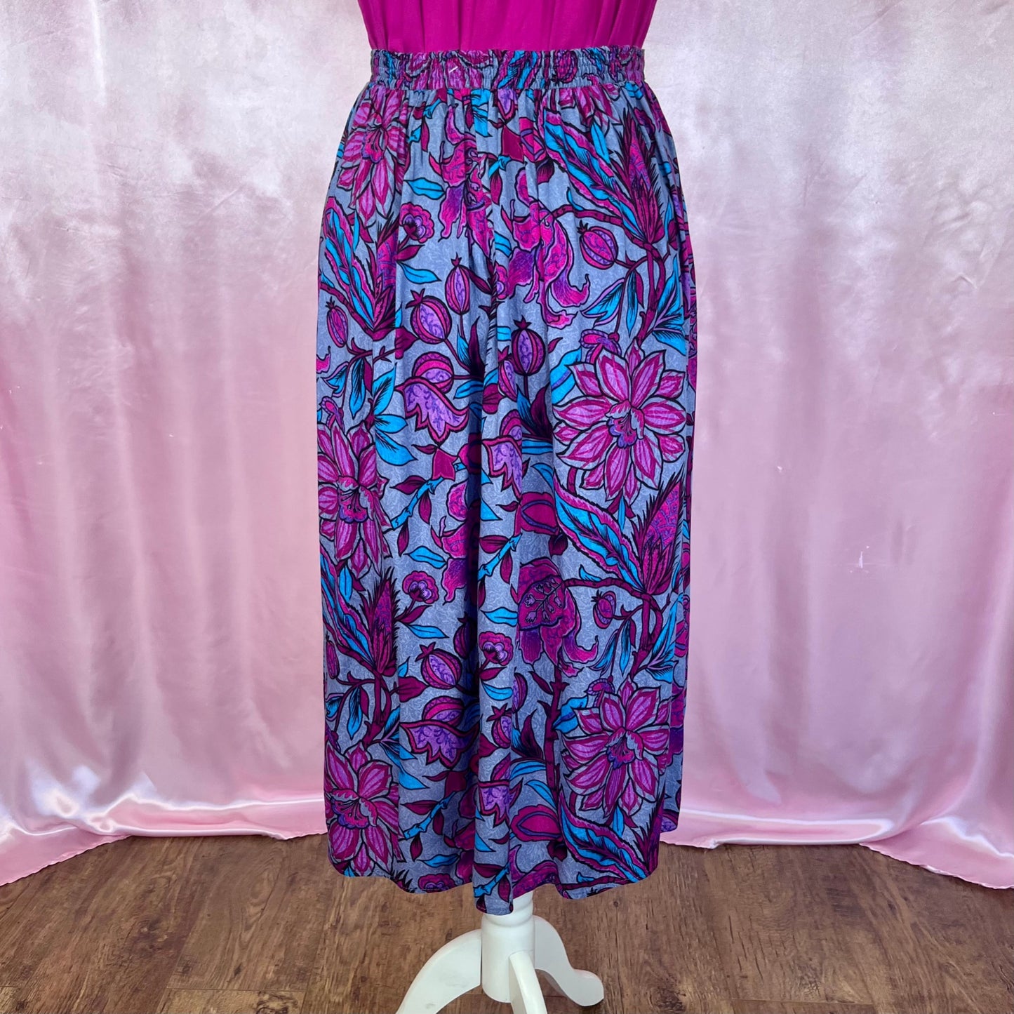 1990s floral viscose midaxi skirt, by BHS, size 8