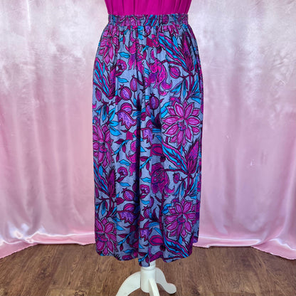 1990s floral viscose midaxi skirt, by BHS, size 8