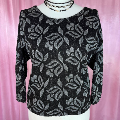 1980s Black sparkly jumper, unbranded, size 10