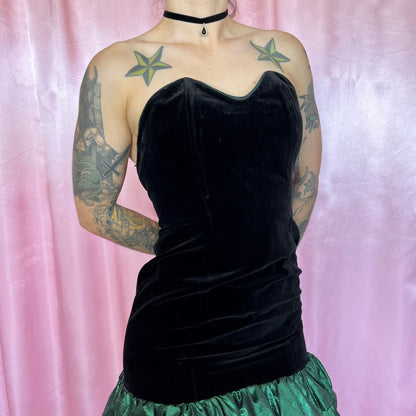 1980s Velvet rara mini dress, unbranded, size 4