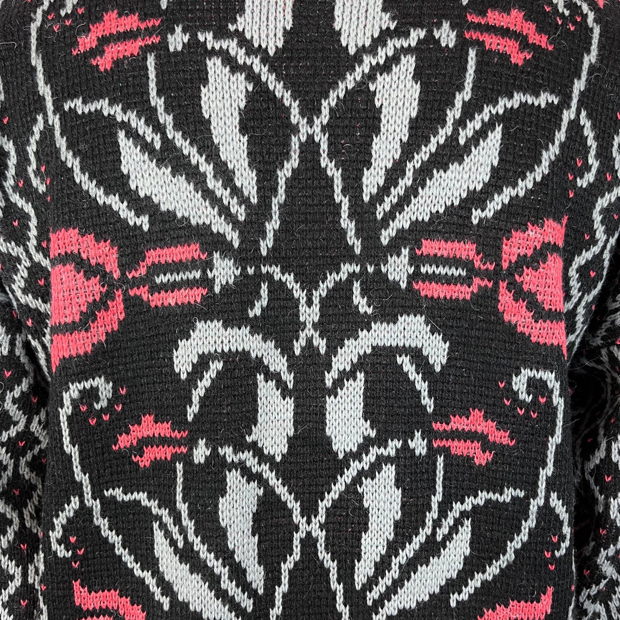 1980s black patterned jumper, by Honey, size 12