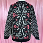 1980s black patterned jumper, by Honey, size 12