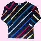 1980s black rainbow stripe jumper, by Fairtex, size 8
