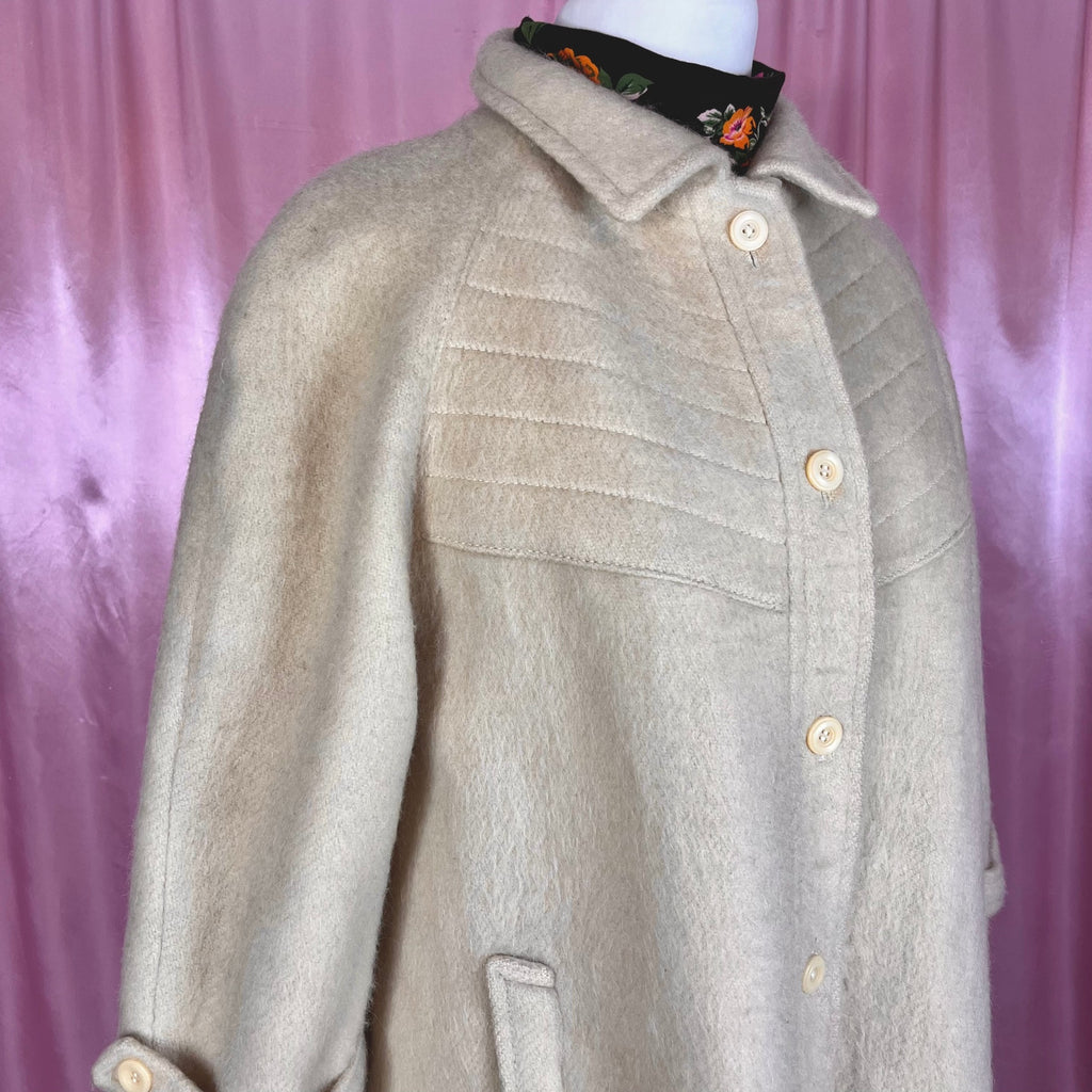 1980s Cream Wool swing coat, by C&A, size 18